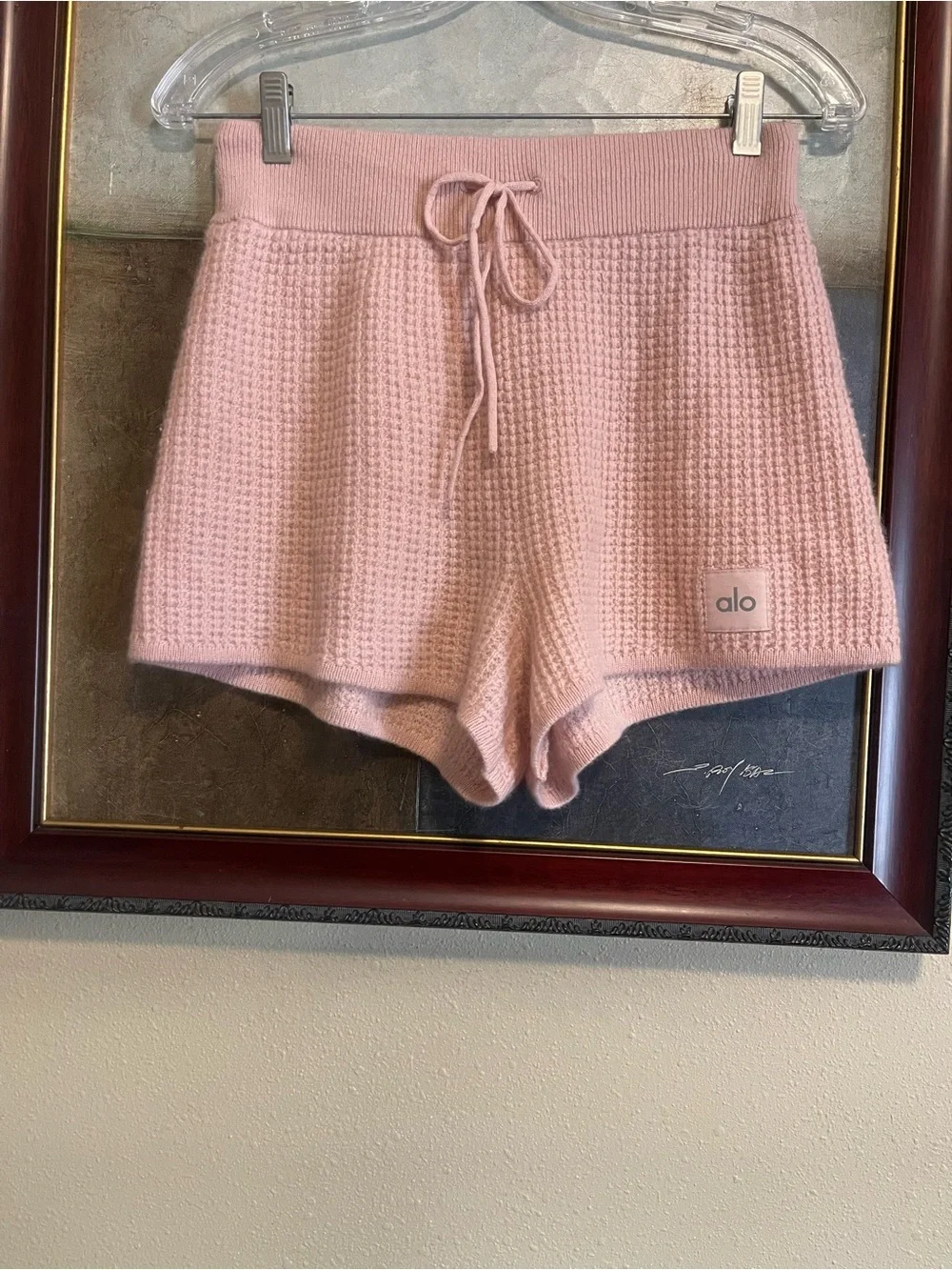 ALO Yoga Blush Pink Waffle Knit Two-Piece Loungewear Set - Picture 8 of 10